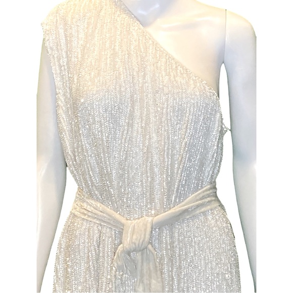 NWT Retrofete White Ella One Shoulder Sequin Mini Dress -Sz XL - Picture 9 of 15
